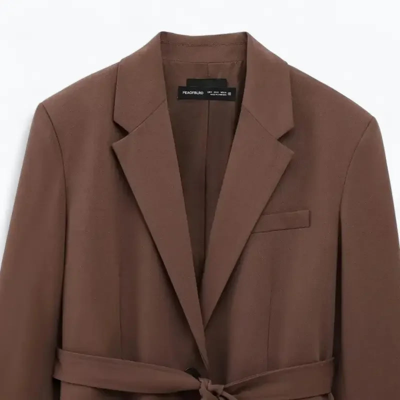 Blazer Feminino Alfaiataria Marrom Beatrice - ZARIF, zoom na parte superior frontal