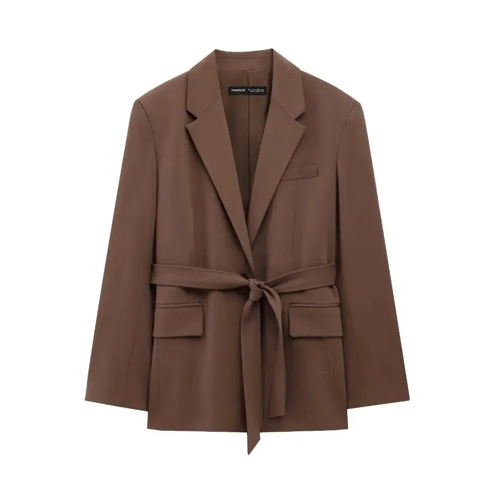 Blazer Feminino Alfaiataria Marrom Beatrice - ZARIF