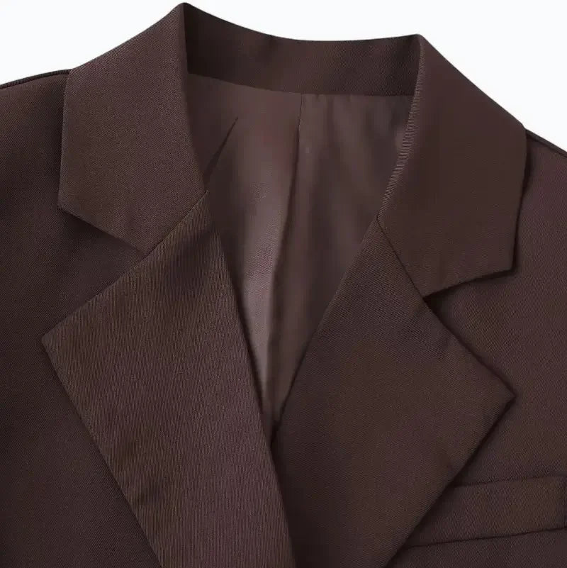 Blazer Feminino Alfaiataria Marrom Brenda - ZARIF, zoom na gola