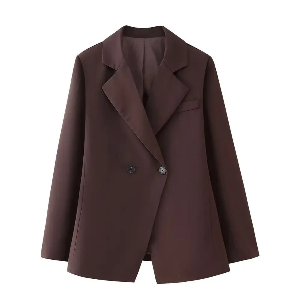 Blazer Feminino Alfaiataria Marrom Brenda - ZARIF