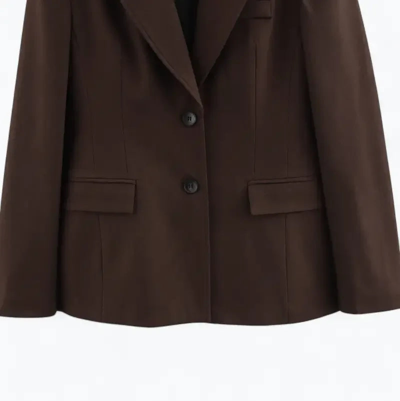 Blazer Feminino Alfaiataria Marrom Camila - ZARIF, zoom na parte inferior frontal