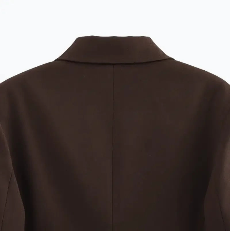 Blazer Feminino Alfaiataria Marrom Camila - ZARIF, zoom na parte traseira da gola