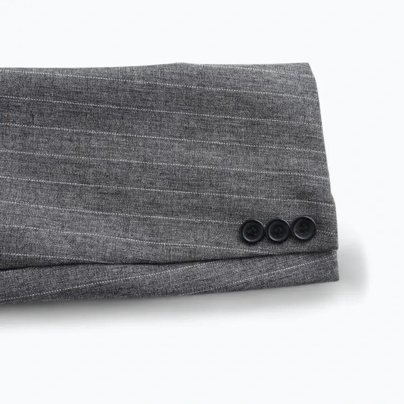 Blazer Feminino Risca de Giz Cinza Rafaela