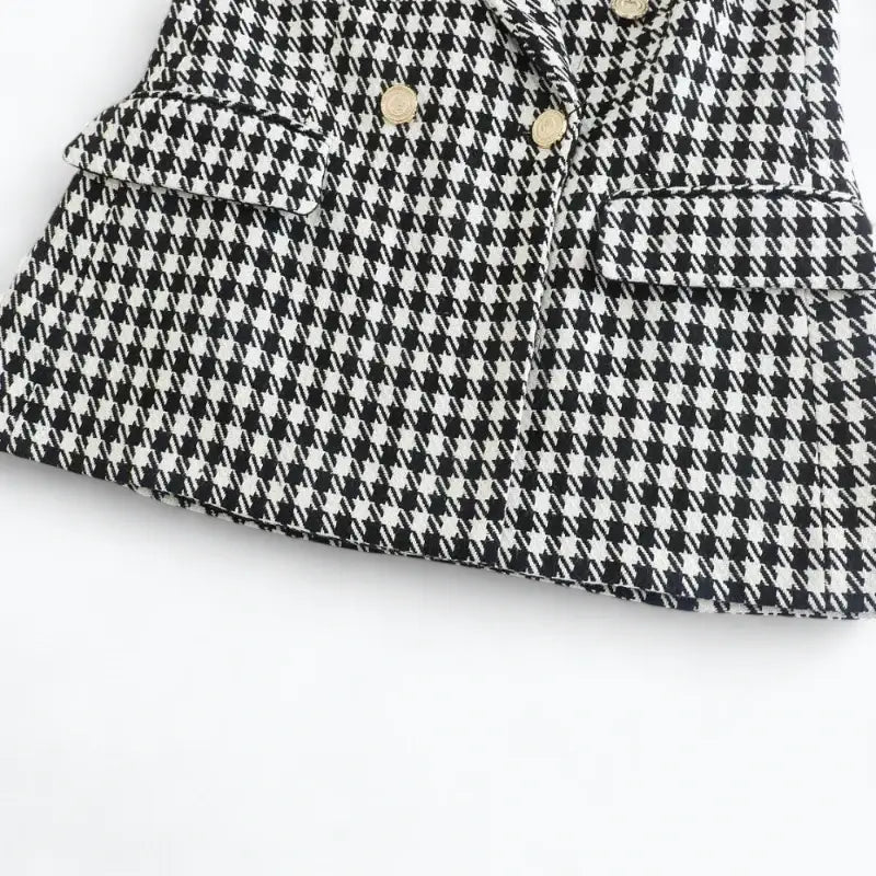 Blazer Feminino Xadrez Preto e Branco Yasmin