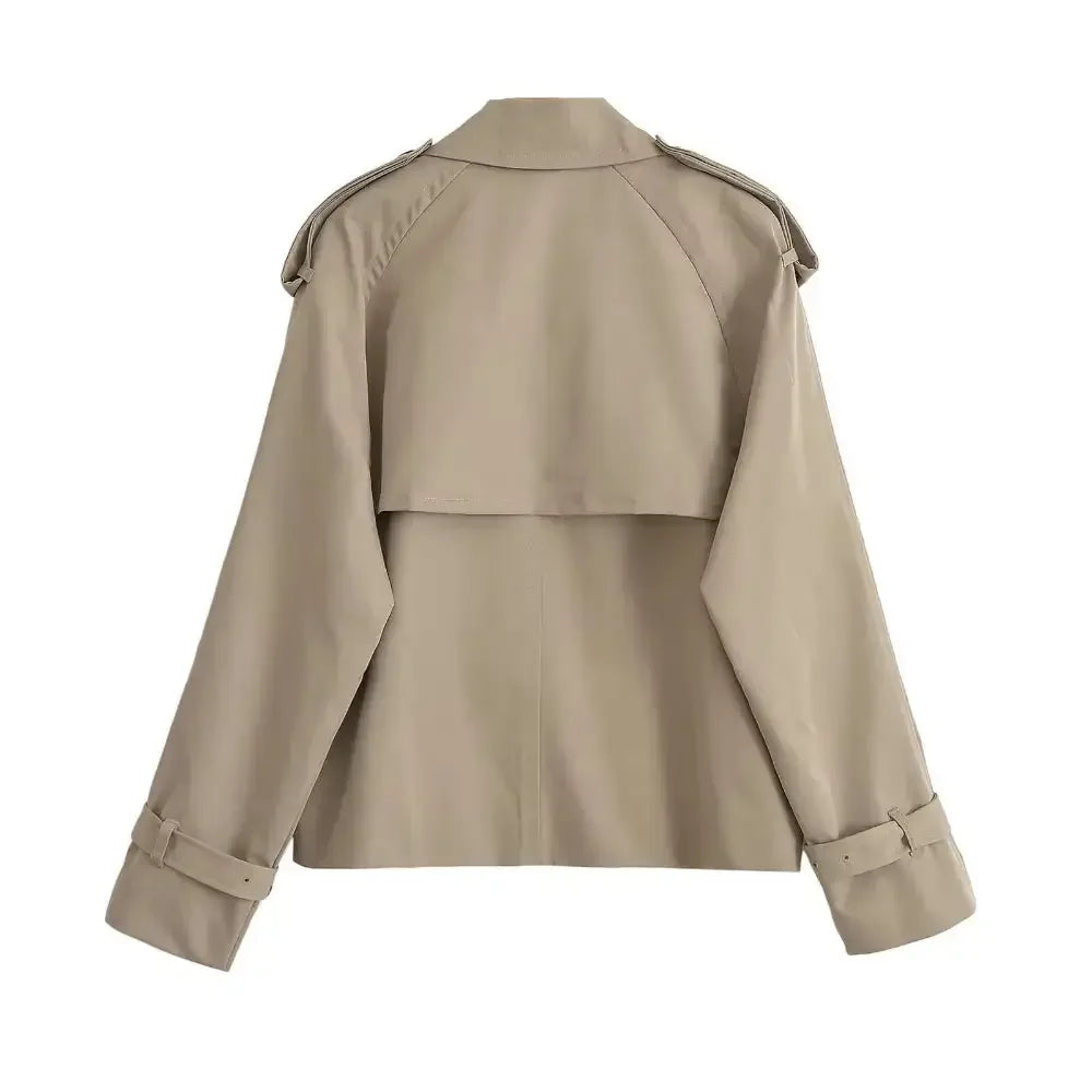 Trench Coat Feminino Curto Bege Caroline - ZARIF, vista traseira
