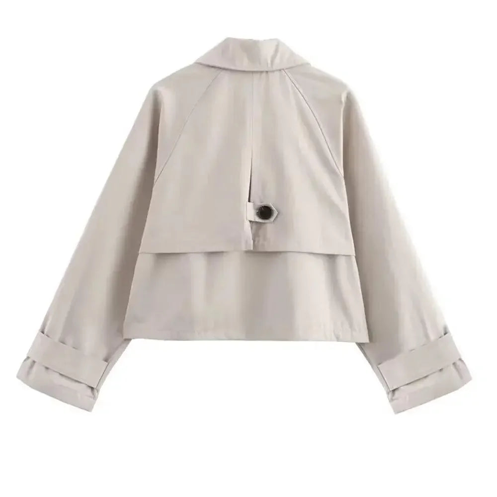 Trench Coat Feminino Curto Bege Isabella - ZARIF, vista traseira