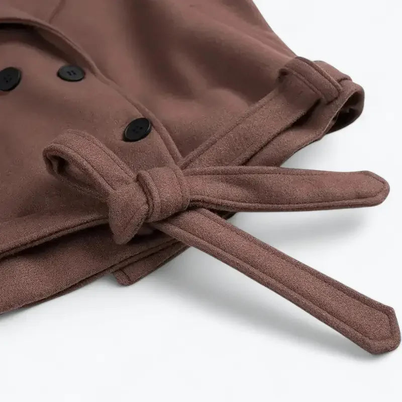 Trench Coat Feminino Curto Marrom Isadora - ZARIF, zoom na faixa para amarração