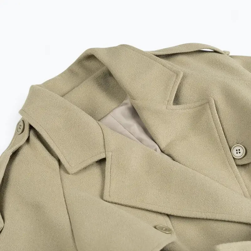 Trench Coat Feminino Longo Caquí Stella - ZARIF, zoom na parte superior frontal